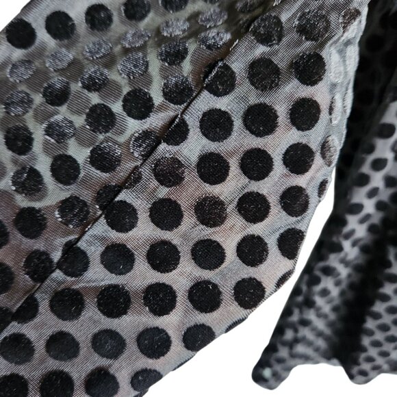 Talbots Shirt Black Medium Women's 3/4 Sleeve Polka Dot Top Blouse Velvet NEW - Picture 5 of 12